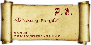Páskuly Margó névjegykártya